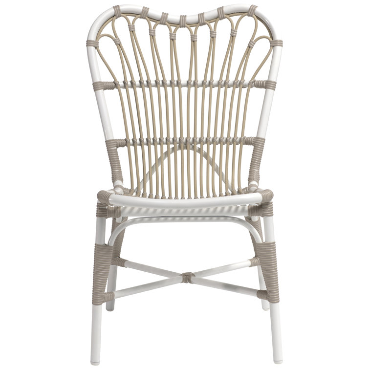 Dove White Powder Coated Aluminum Outdoor Dining Chair with Acrylic Cushion