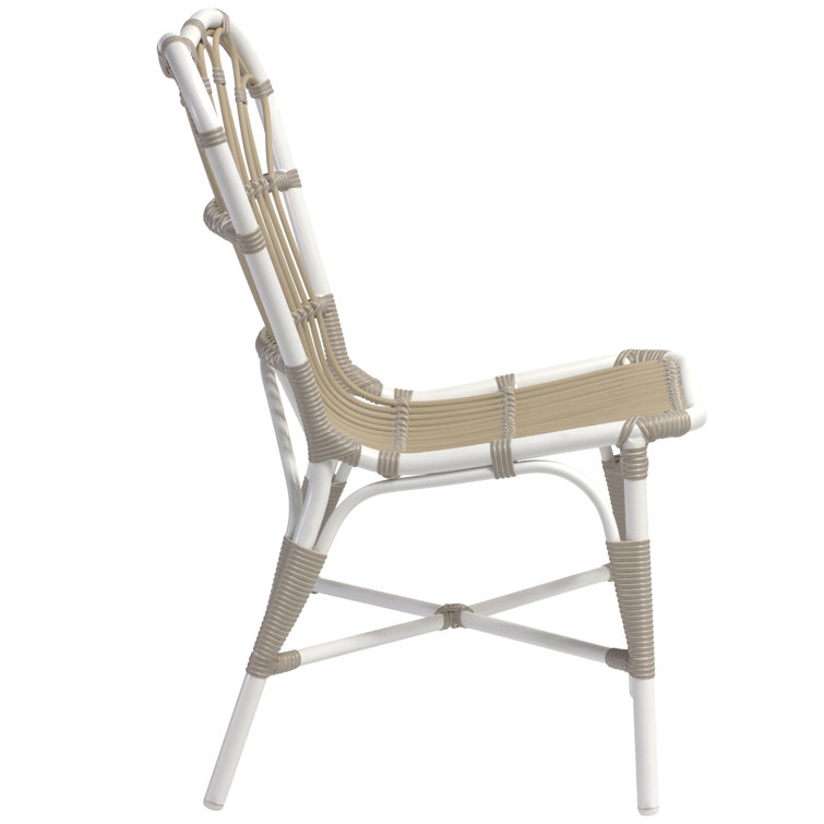 Dove White Powder Coated Aluminum Outdoor Dining Chair with Acrylic Cushion