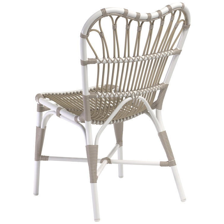 Dove White Powder Coated Aluminum Outdoor Dining Chair with Acrylic Cushion