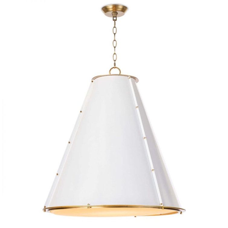 Large White and Brass Modern Chandelier