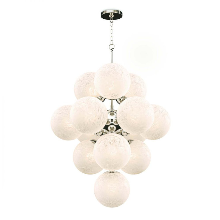 La Dame Natural Brass 13-Light Chandelier with Swirl Glass Globes
