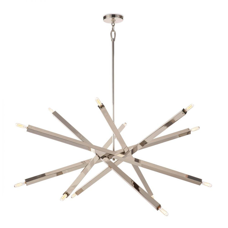 Polished Nickel 12-Light Sputnik Chandelier with Adjustable Arms