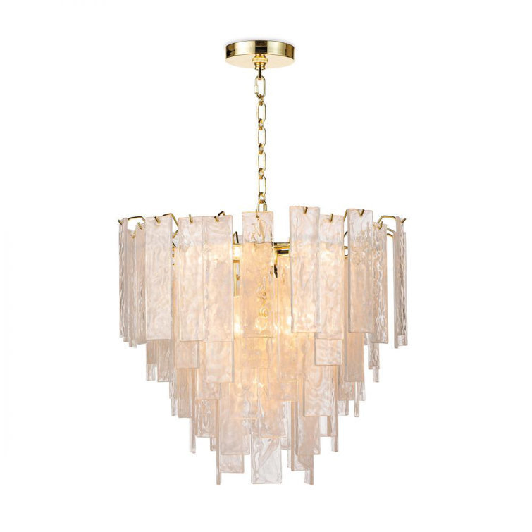 Mini Cascade Gold Finish 8-Light Glass Chandelier