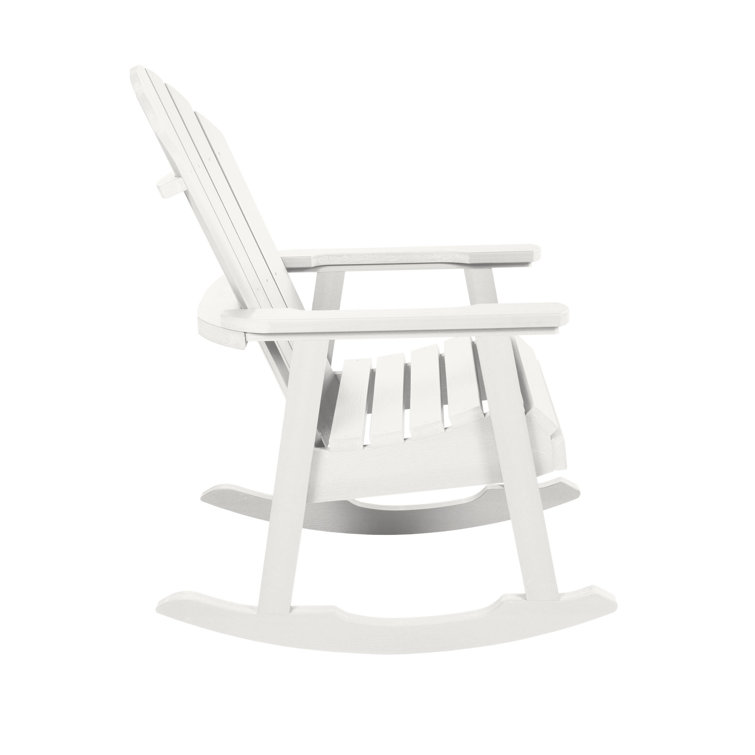 White Poly Lumber Outdoor Rocking Chair with Arms