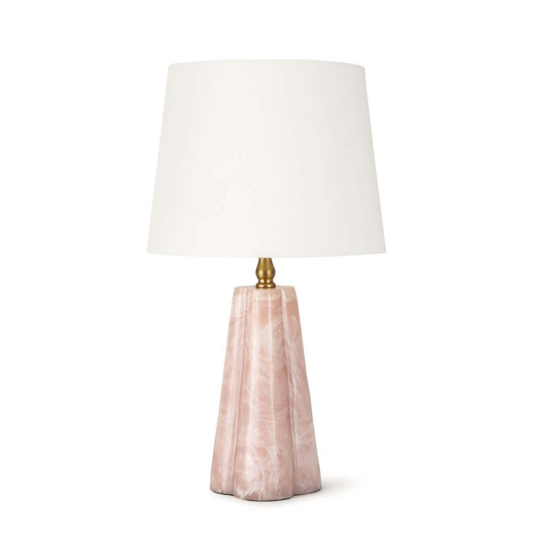 Pink Quartz Mini Table Lamp with White Linen Shade