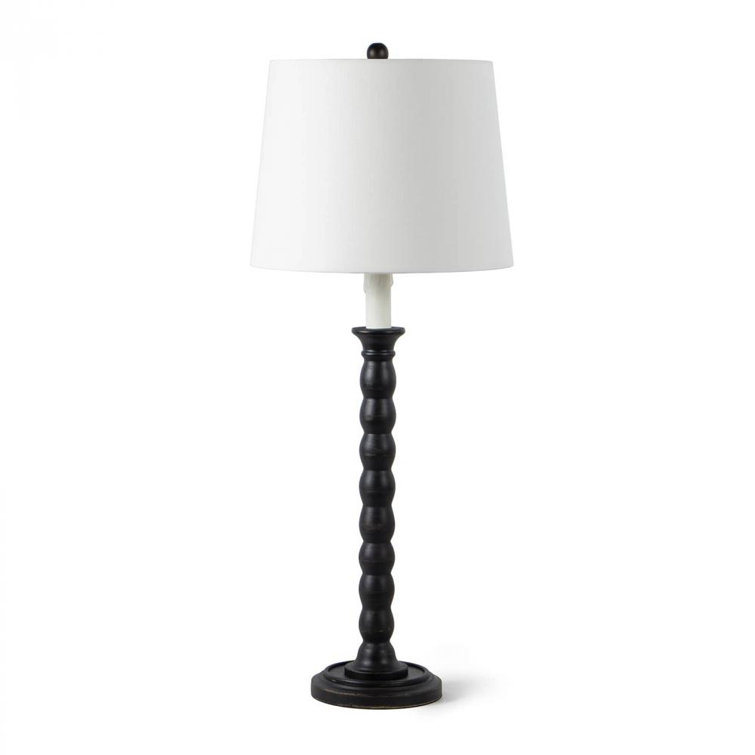 Ebony Linen Shade 3-Way Switch Buffet Lamp