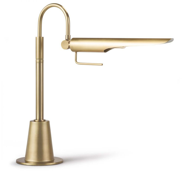Adjustable Raven Task Lamp in Natural Brass with Sleek Lines