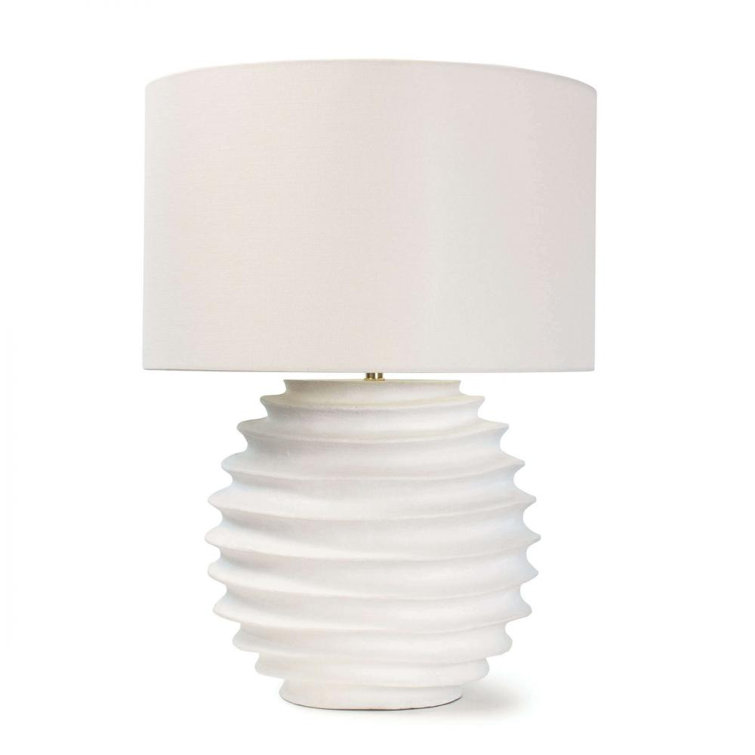 Regina White Linen Shade Steel Base Table Lamp with 3-Way Switch