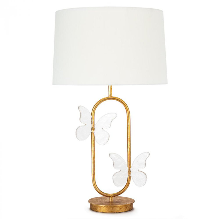 Antique Gold Leaf Adjustable Table Lamp with Linen Shade