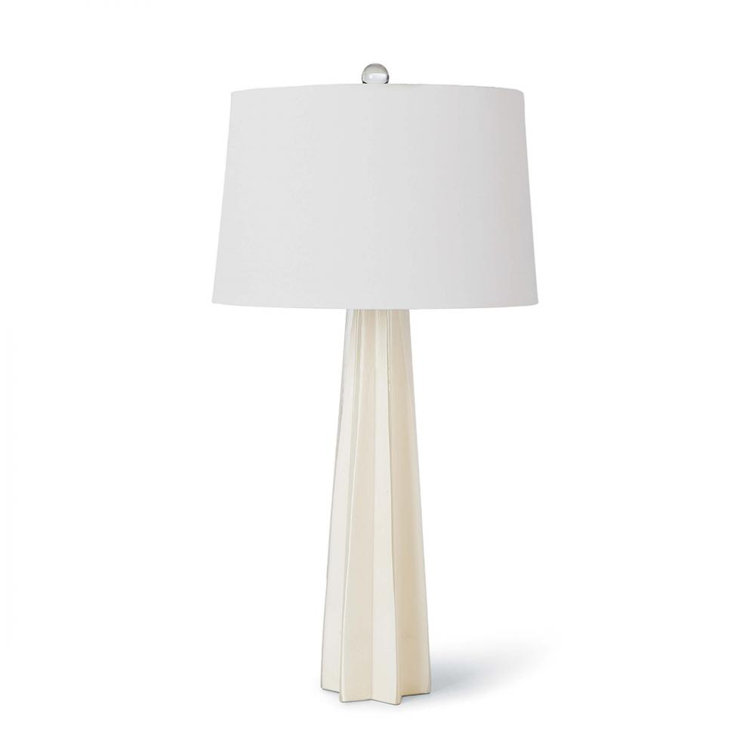Elegant Star Silhouette White Glass Table Lamp with Linen Shade