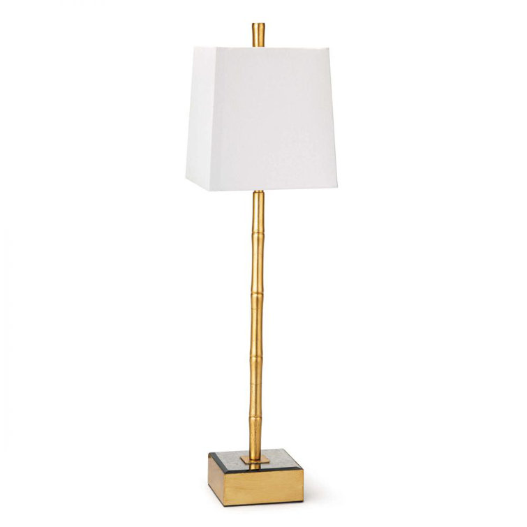 Sarina Gold Leaf Buffet Lamp with White Linen Shade