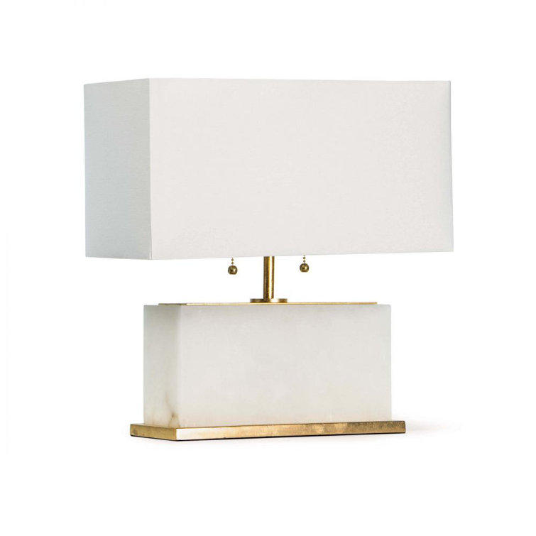 Ali Alabaster and Linen 3-Way Switch Table Lamp