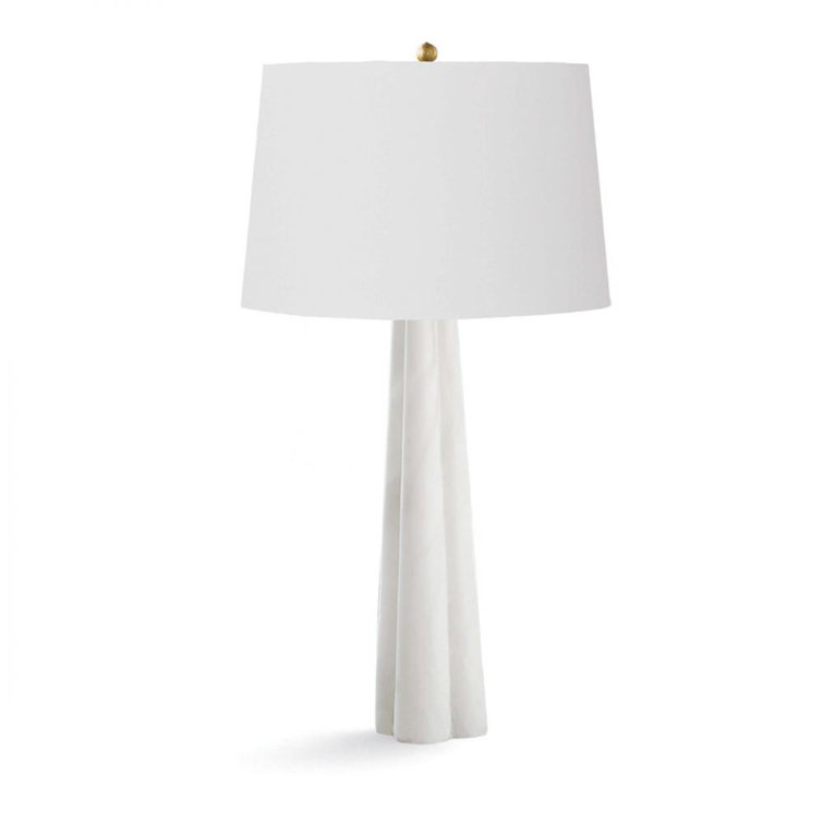Regina Alabaster Large Table Lamp with Linen Shade and Brass Accents