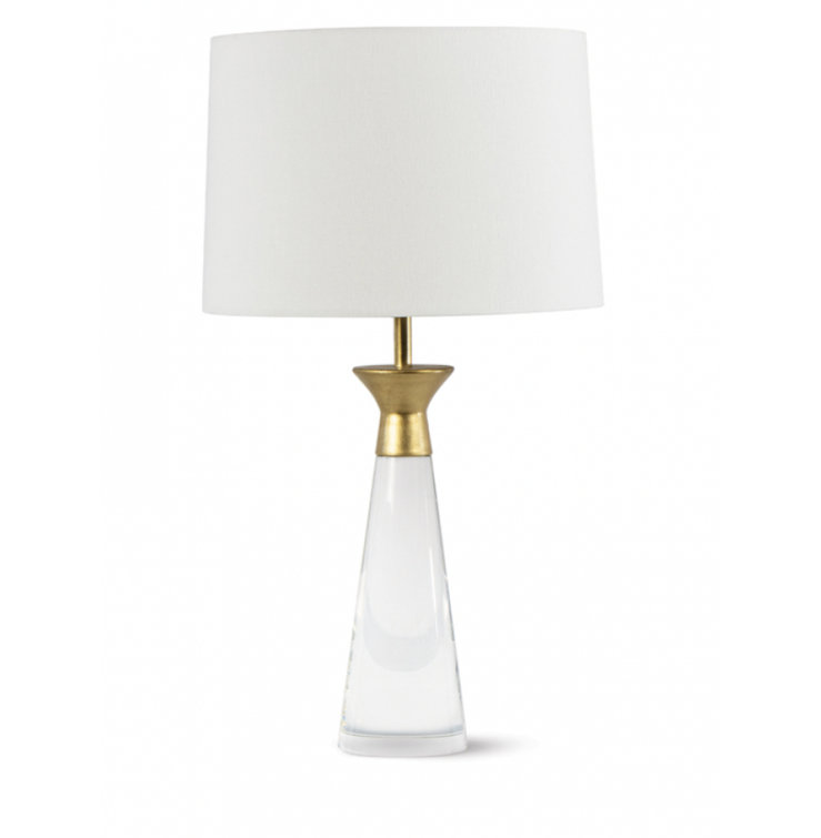 Elegant Starling Crystal and Brass Table Lamp with Linen Shade