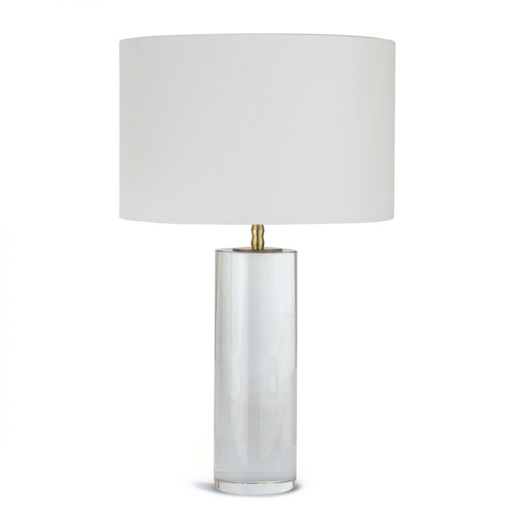 Juliet 24.5" Clear Crystal Table Lamp with White Linen Shade