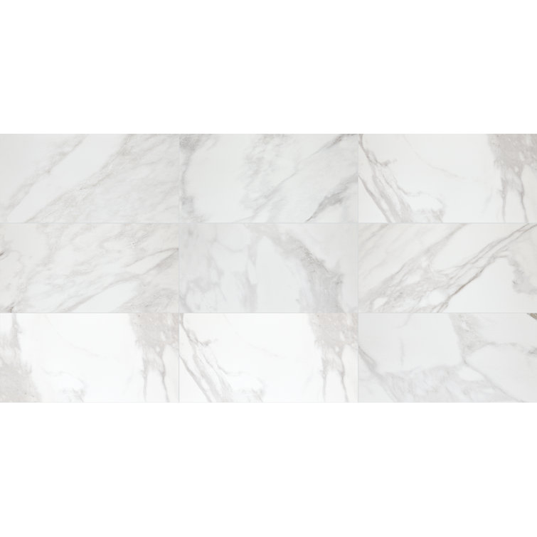 Brilliant White Polished Rectangular Porcelain Floor Tile 12" x 24"