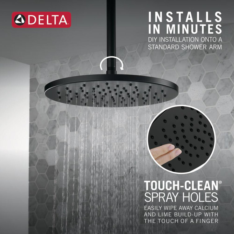 Matte Black Round Metal Rain Shower Head, 11.75-inch
