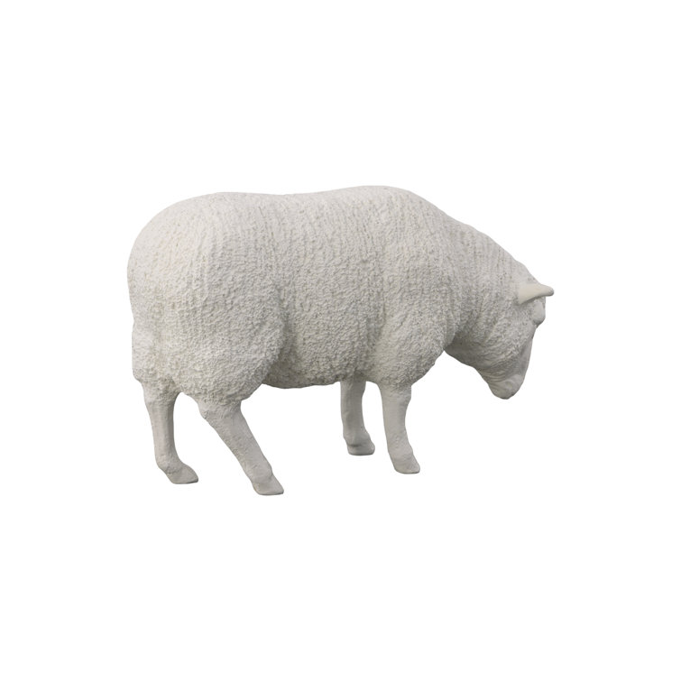 Life-Sized White Resin Sheep Sculpture for Indoor/Outdoor Use