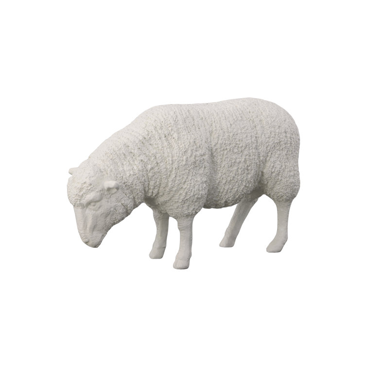 Life-Sized White Resin Sheep Sculpture for Indoor/Outdoor Use