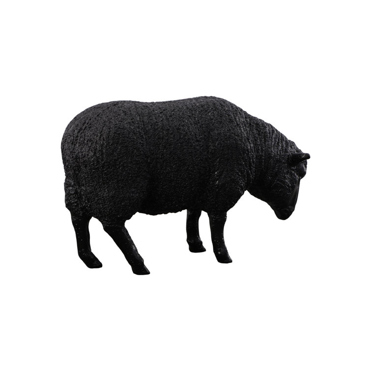Life-Sized Black Resin Sheep Sculpture for Kids