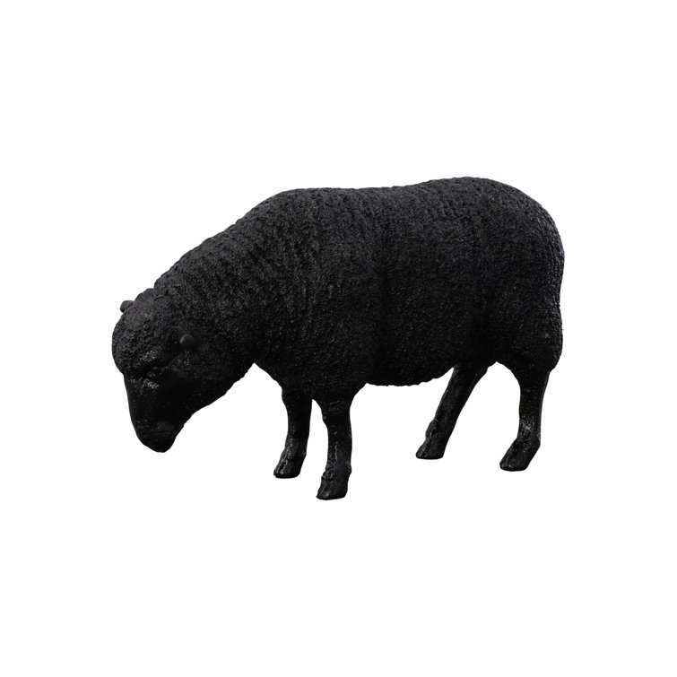 Life-Sized Black Resin Sheep Sculpture for Kids