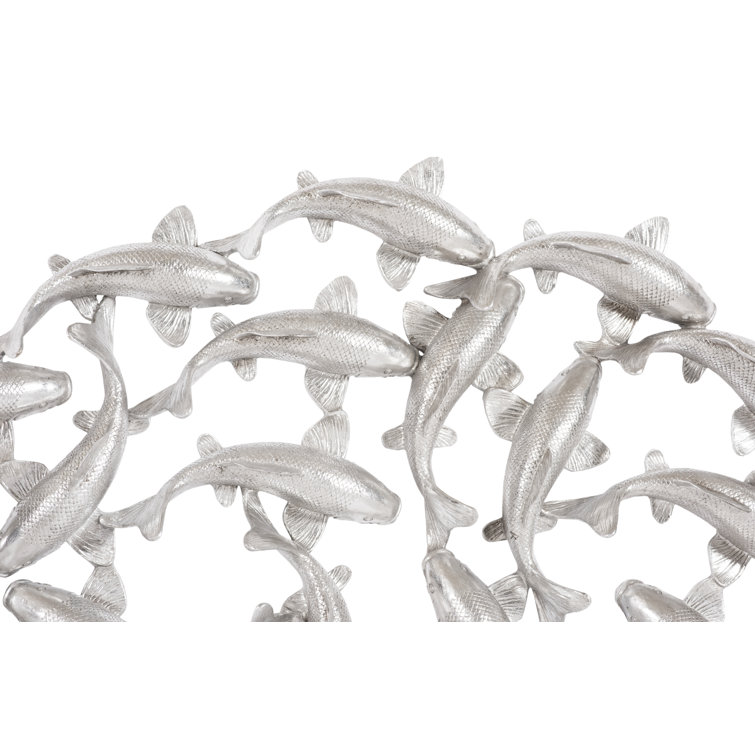 Silver Leaf Resin Koi Fish Wall Art Decor
