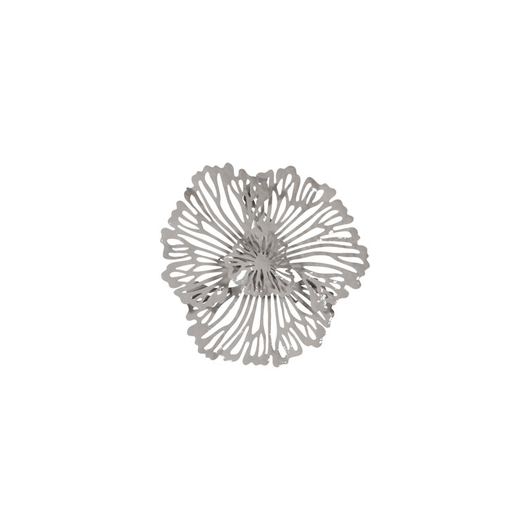 Extra Small Gray Metal Floral Wall Art