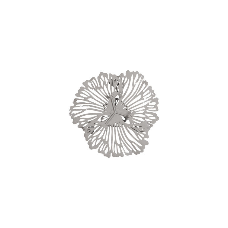 Extra Small Gray Metal Floral Wall Art