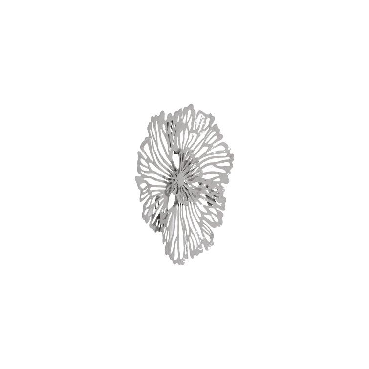 Extra Small Gray Metal Floral Wall Art