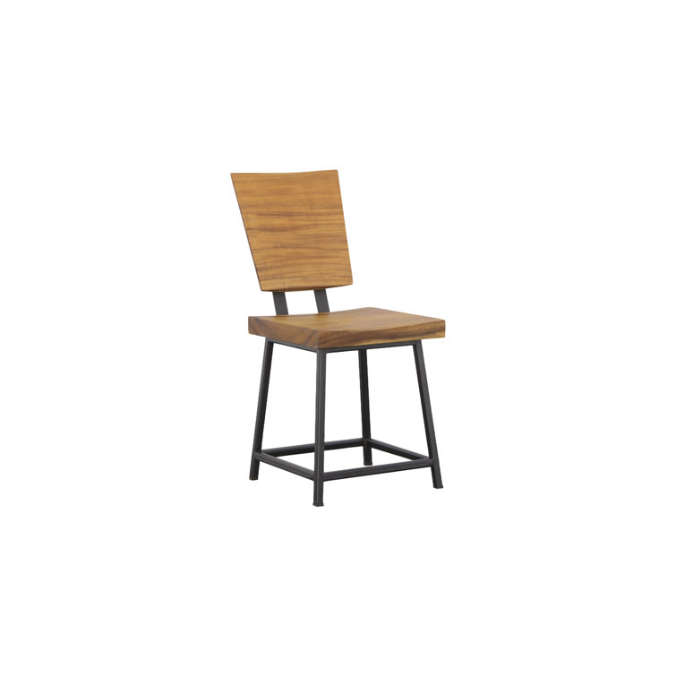 Natural Wood and Black Iron Dining Chair