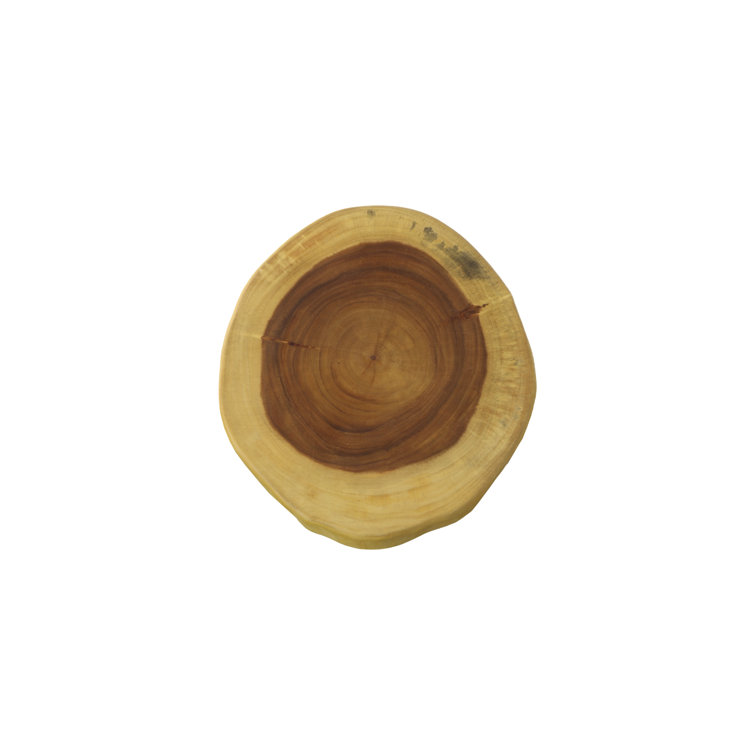 Natural Wood and Black Metal Round Bar Stool