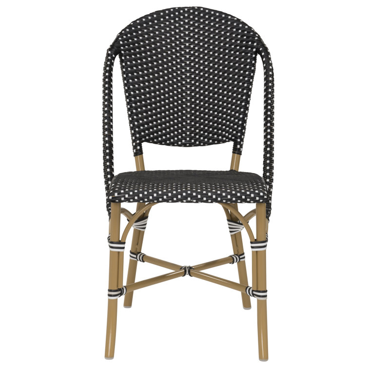 Sofie Black and White Dots Armless Outdoor Dining Chair with Cushions