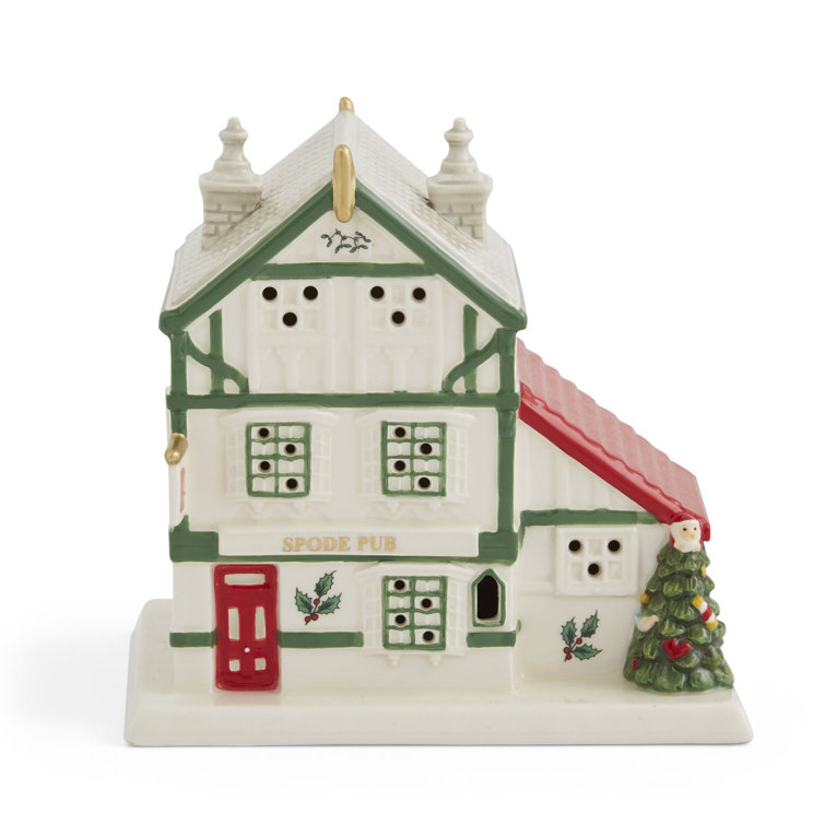 Spode Christmas Tree LED Lighted Ceramic Public House