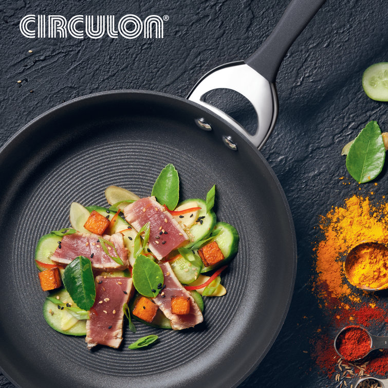 Circulon Symmetry 12" Black Hard-Anodized Nonstick Pan with Lid