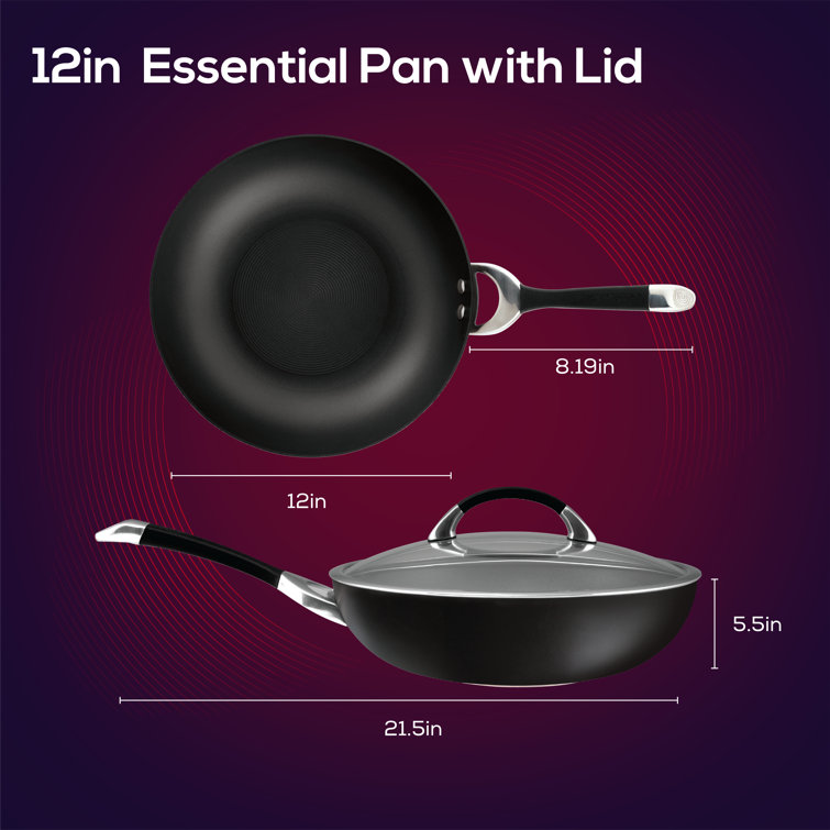Circulon Symmetry 12" Black Hard-Anodized Nonstick Pan with Lid