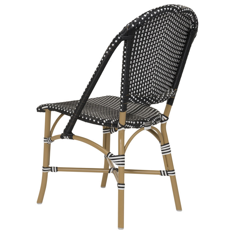 Sofie Black and White Dots Armless Outdoor Dining Chair with Cushions