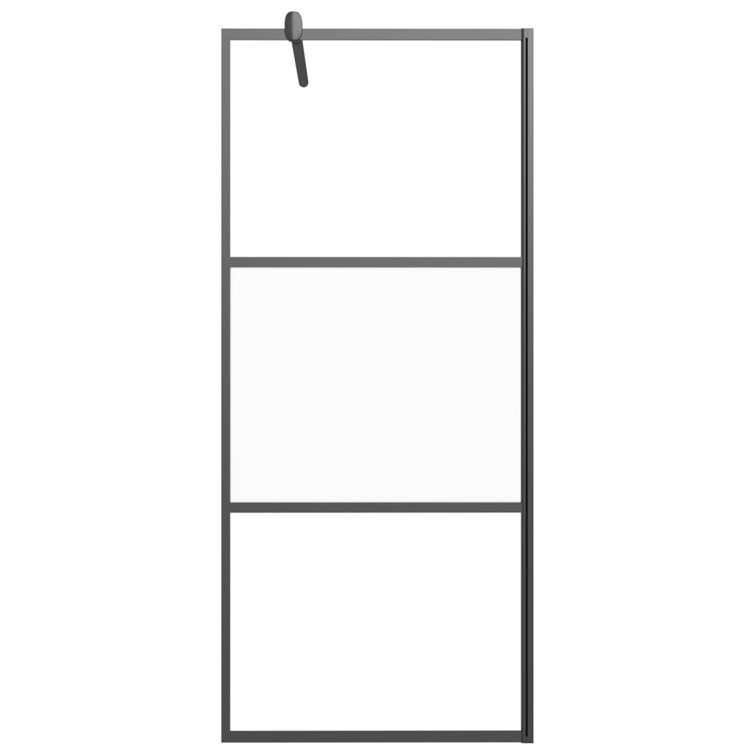 Modern Black Aluminum and ESG Glass Walk-In Shower Wall