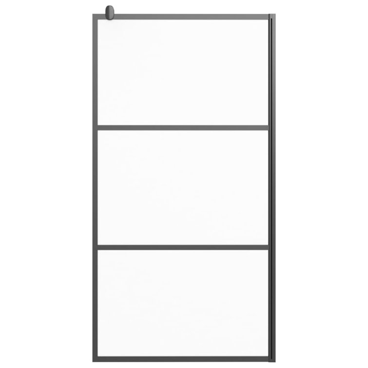 Modern Black Aluminum Walk-In Shower Wall with Frosted Glass