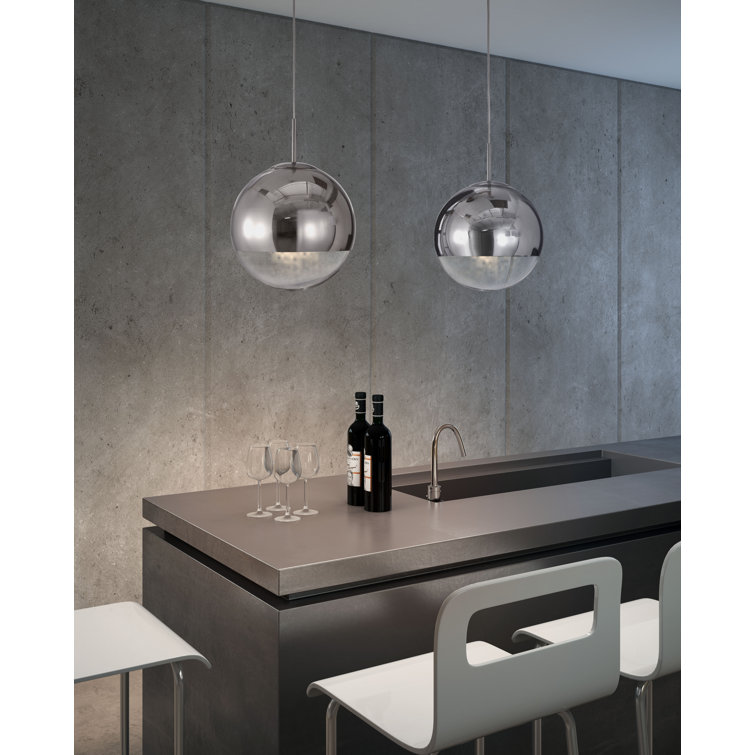Kinetic Chrome Globe Ceiling Lamp with Adjustable Height