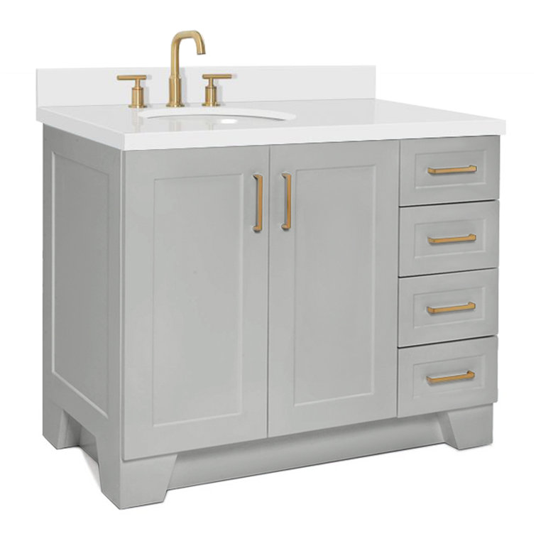 Gray 43" Freestanding Single Basin Vanity with Marble Top