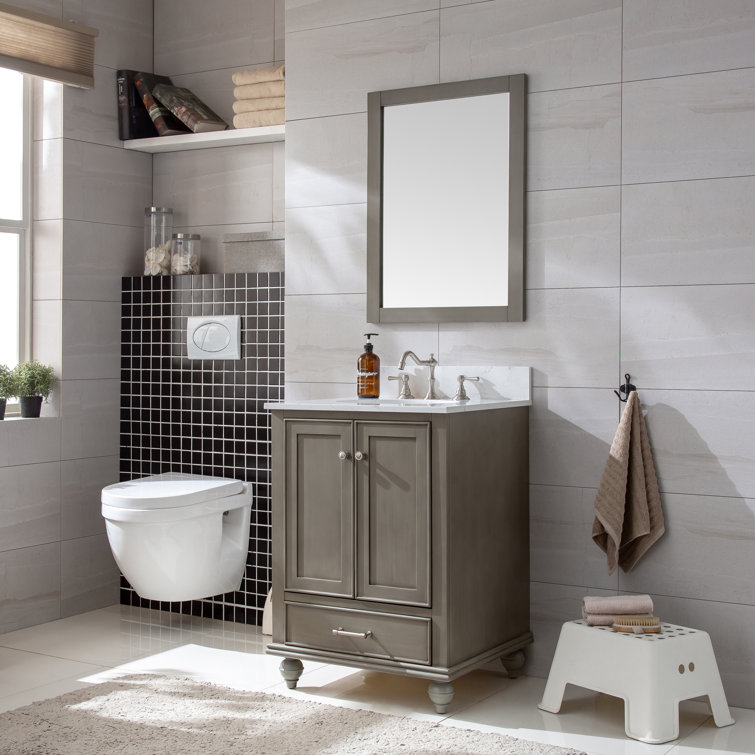 Melissa 24" Silver Gray Vanity with Carrara Marble Top