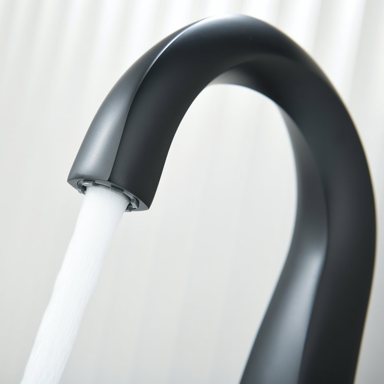 Matte Black Single-Handle Brass Bathroom Faucet with Drain Assembly