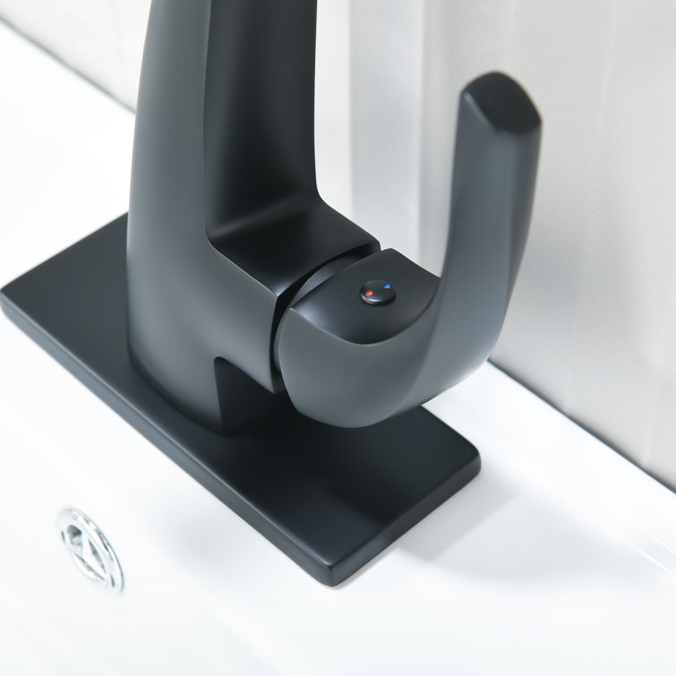 Matte Black Single-Handle Brass Bathroom Faucet with Drain Assembly