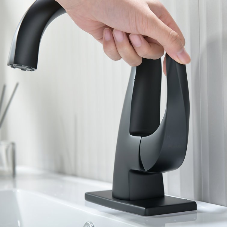 Matte Black Single-Handle Brass Bathroom Faucet with Drain Assembly