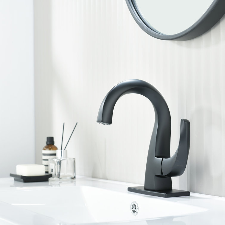 Matte Black Single-Handle Brass Bathroom Faucet with Drain Assembly