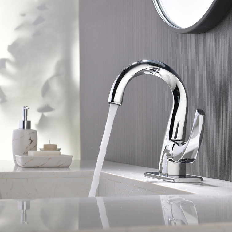 Chrome Single Handle High Arc Bathroom Faucet with Pop Up Drain