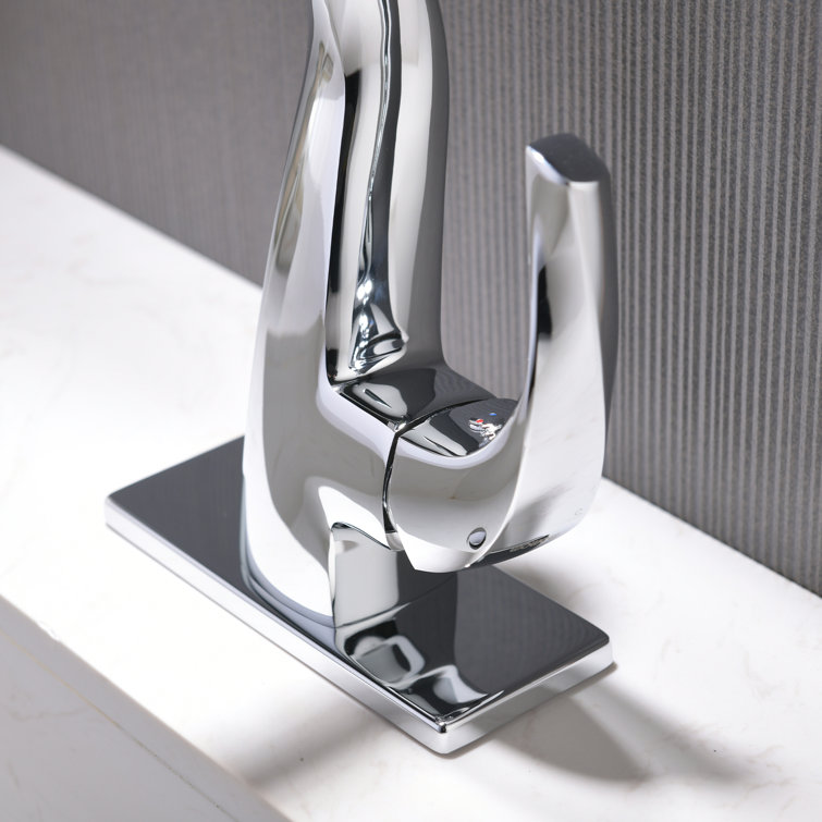 Chrome Single Handle High Arc Bathroom Faucet with Pop Up Drain