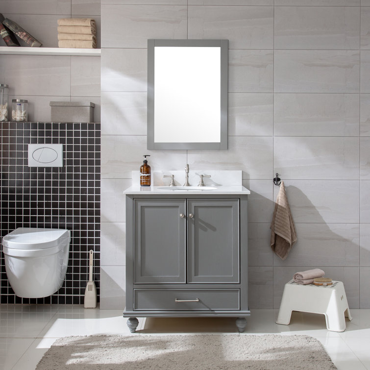 Melissa 30" Grain Gray Single Vanity with Carrara White Top