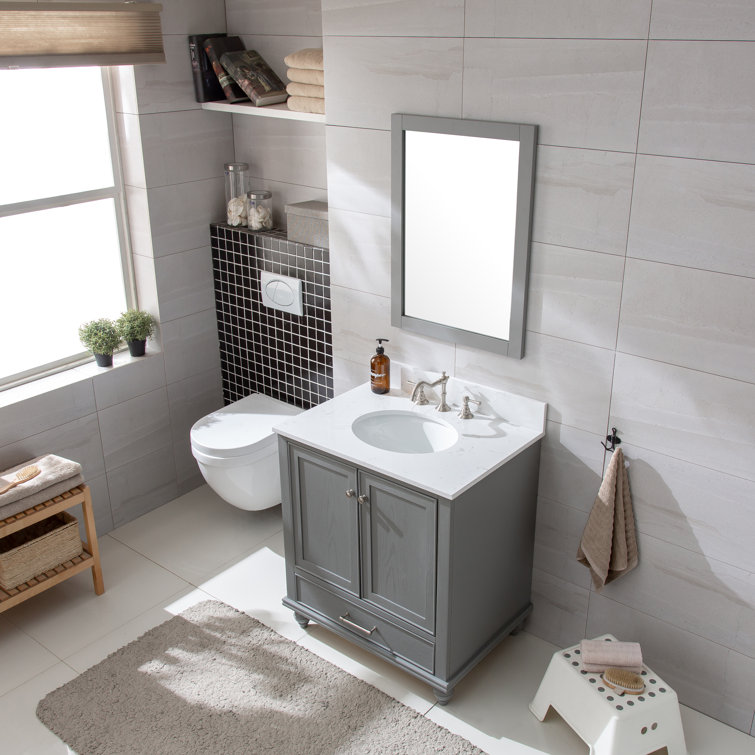 Melissa 30" Grain Gray Single Vanity with Carrara White Top