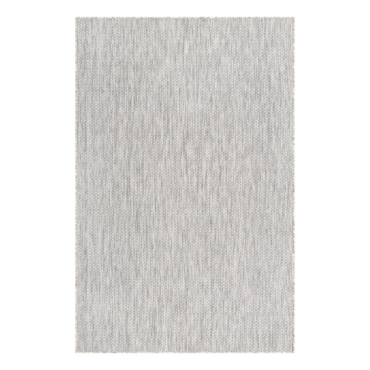 Light Gray Synthetic 6' x 9' Easy-Care Outdoor Rug